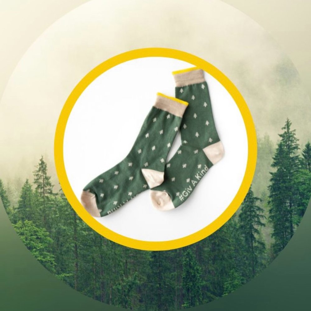 Brand new, 100% organic cotton, crew socks, tree design, unisex, size 7-13